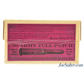 Excellent Sealed Winchester 30 Army Ammo Full Patch 220 Grains 30-40 Krag