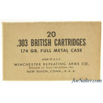 Winchester 303 British War Contract Ammo 174 Grain Full Metal Case 20 Rds