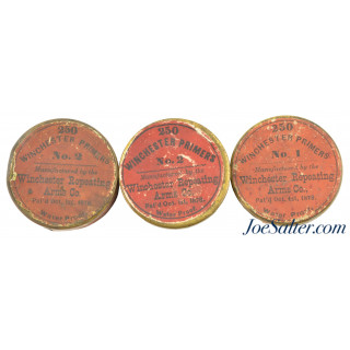 Winchester Primers #2/#1 Pat'd Oct 1st 1878 3 Tins