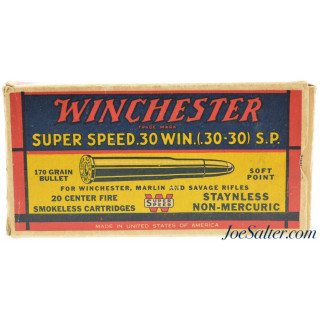1939 Winchester Super Speed 30-30 SP Vintage Box