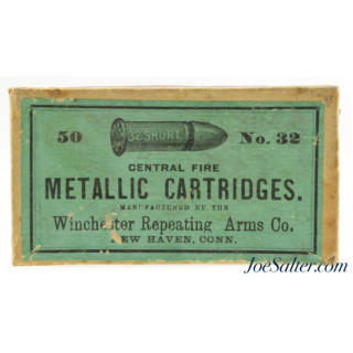 Scarce Mid 1880's Box Winchester 32 Short Ammo Full Box