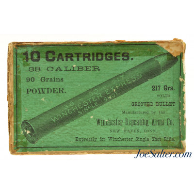 Scarce Partial Box Winchester 38-90 Express Single Shot 1885 Rifle Ammo