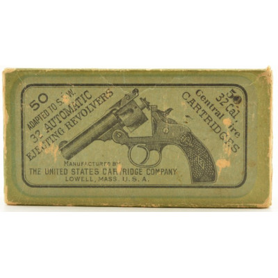 Scarce Picture Box US Cartridge Co. 32 S&W Lowell, Mass Ammo