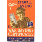 Original Canadian WWII Savings Certificates Card Poster Ca. 1940-45