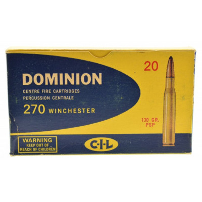 Dominion 270 Winchester Ammo Full Box 130 Grain PSP