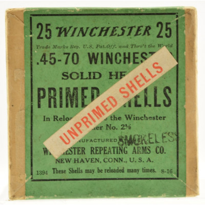 Vintage Winchester .45-70 Solid Head OverLabel Unprimed Shells 25 Case