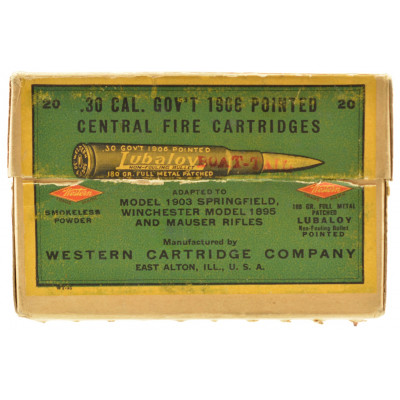 Scarce “Red Diamond” Western Ammo 30 Gov't 1906 Lubaloy Boat-Tail 