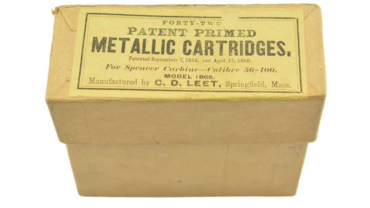 Scarce Full Box 50-100 Ammo C D Leet Model 1865 Spencer Carbine 42