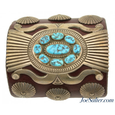 Navajo Ketoh Leather Silver Turquoise Arm Guard