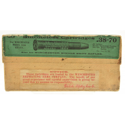 Scarce Winchester 38-70 WCF Ammo Full Box Smokeless Circa 1897-98