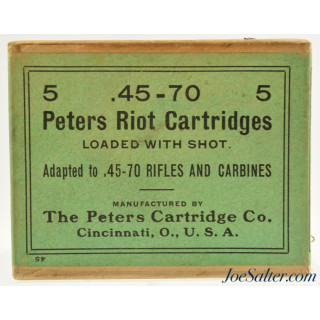 Very Rare Peters Riot 45-70 Cartridges Loaded With Shot 5 Round Box