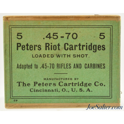 Very Rare Peters Riot 45-70 Cartridges Loaded With Shot 5 Round Box