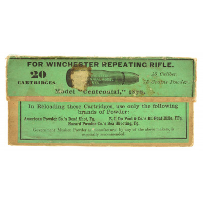 Very Rare Full 1876 Winchester Centennial Ammo 1883 “Error” Label Box 45-75