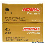Federal Hydra-Shok .45 ACP 230 Grain Jacketed Hollow Point Ammo 100 Rds