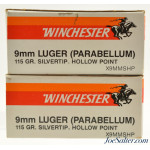 Winchester 9mm Luger SILVERTIP Hollow-Point Ammo 100 Rounds 115 Grain