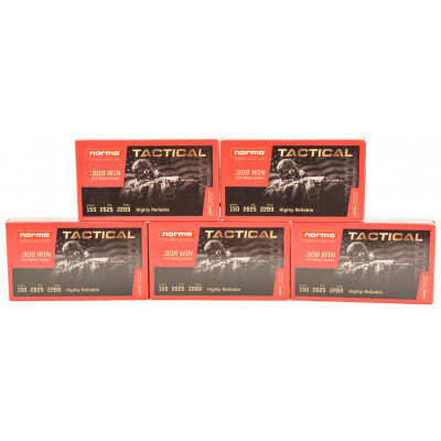 Norma Tactical 308 Win 150gr FMJ Ammo 100rd