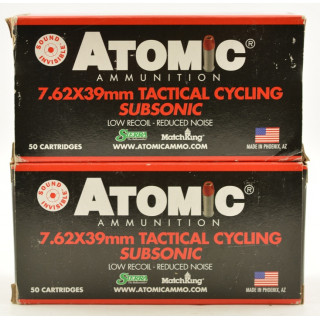 Atomic Subsonic Ammo 7.62 x 39mm 220 Gr Sierra MatchKing 100 Rds