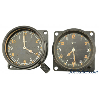 Pair Of WWII British "Spitfire" Cockpit 8 Day Clocks