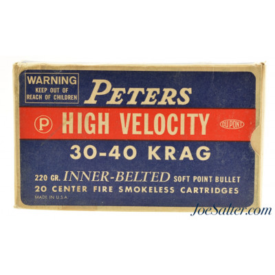  Peters High Velocity 30-40 Krag Ammo Full Box 220 Grain Inner-Belted SP