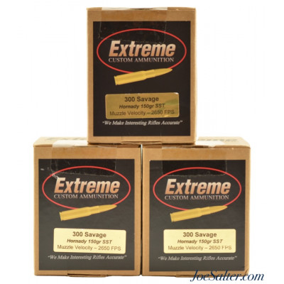 Extreme Custom Loaded 300 Savage Ammo 60 rounds 150gr SST 