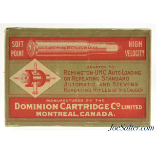 Rare Sealed Dominion 1920 Dated Reference Box 30 Remington Ammo