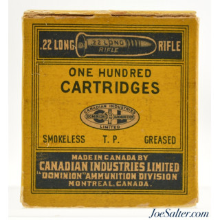  Excellent C-I-L 100 Pack 22 LR Reference Box Ammunition Dated 1945 