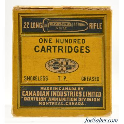  Excellent C-I-L 100 Pack 22 LR Reference Box Ammunition Dated 1945 