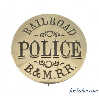 Excellent Original Boston & Maine Railroad Police Numbered Badge Boston