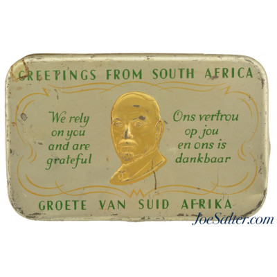 Vintage WWII Greetings From South Africa 1940 Xmas Gift Tin