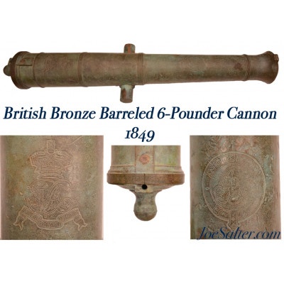 British Bronze Barreled 6-Pounder Cannon Field Gun Cast at Woolwich in 1859