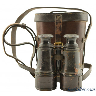 British Broad Arrow Marked Lemaire Paris WW1 Binoculars and Case c.191
