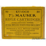 Vintage Kynoch 7mm Mauser Rifle Cartridges in Chargers