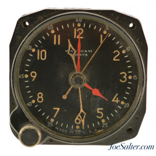 WWII Waltham 8 Day Aircraft Clock
