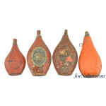 Collection of 4 Antique Gunpowder Tin Powder Flask