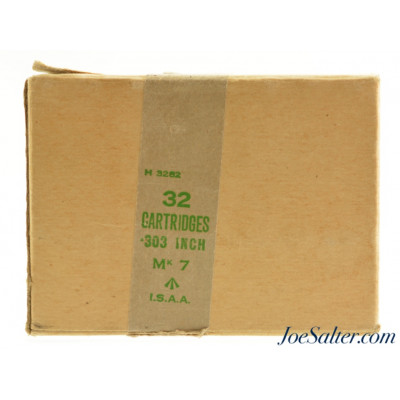 Korean War Era 303 British Ammo 32 Round Box I.S.A.A. Broad Arrow Mark 7 