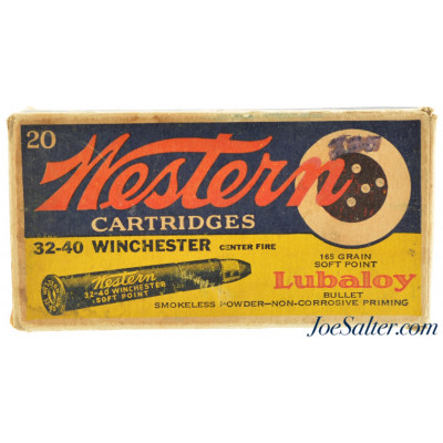  Western “Bullseye” Target Logo 32-40 Ammo Full Box Lubaloy 165 Gr 20 Rds.