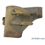 WW2 Era Military Flap Holster with Italian Milizia Nationale della Strada Insignia