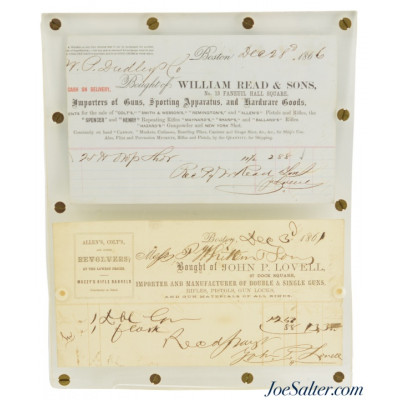 Rare Framed Civil War Era Gun Receipts Ethan Allen Colt S&W Spencer Henry