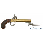 Belgian All Brass Percussion Pistol With Snap Bayonet