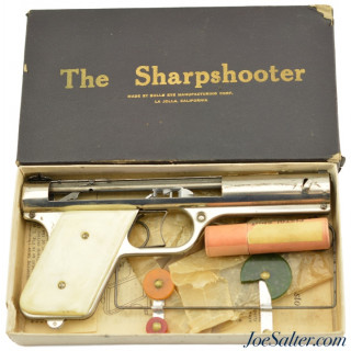 Scarce Boxed Nickel Deluxe Sharpshooter Pellet Pistol W/Extras Bulls Eye Mfg. Corp