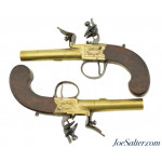 Lovely Pair of All Brass London Flintlock Turn-Off Pistols by Edward Dutton