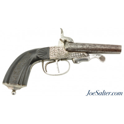 French Engraved Double Barrel Pinfire Pistol