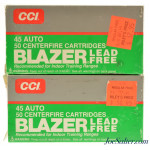 CCI Blazer 45 Auto Lead Free Ammunition 100 Rounds 45 ACP Ammo