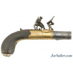  Unmarked British Flintlock Turn-Off Pistol With Brass Frame