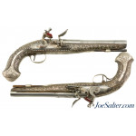 Beautiful Mid-18th Century Silver-Mounted Pistols by Honoré Maye of Marseilles