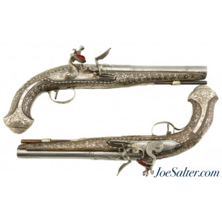 Beautiful Mid-18th Century Silver-Mounted Pistols by Honoré Maye of Marseilles