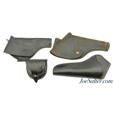 Group of 3 Leather Revolver Holsters and Ammo Pouch Creger Leather