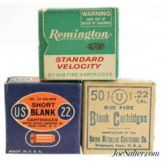  Collector's Lot 22 Short Blank Ammo UMC, US Cart Co., Remington 3 Boxes