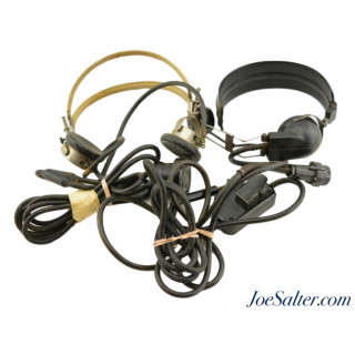 Lot of US Military Communication Headset-Microphone 1920's-WWII