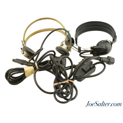 Lot of US Military Communication Headset-Microphone 1920's-WWII